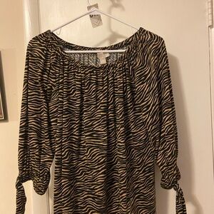 Michael Kors Zebra Print Blouse with Tie Sleeves
